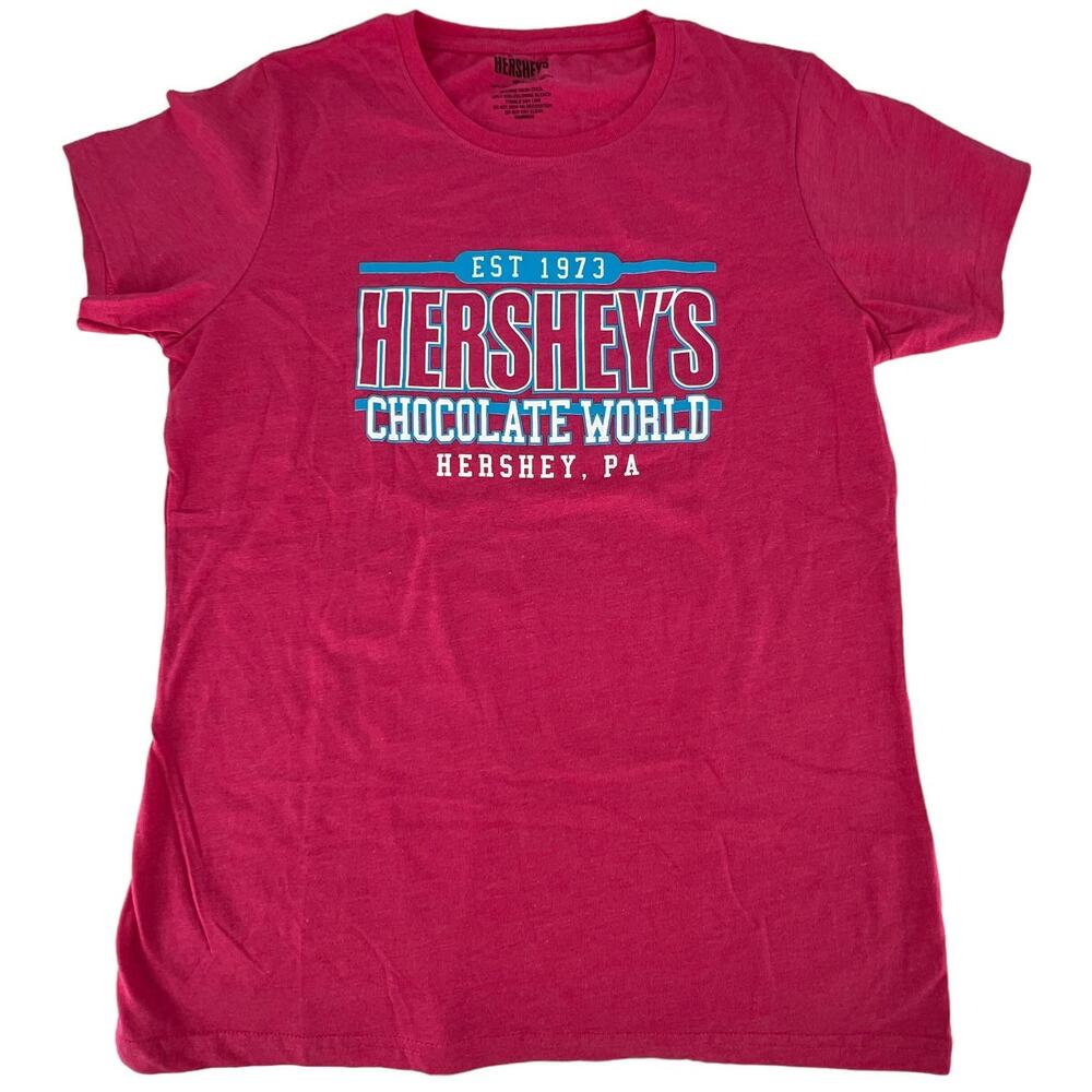 Ladies Hershey's Jersey Short Sleeve Crew Neck Tee Shirt Pink Size Medium